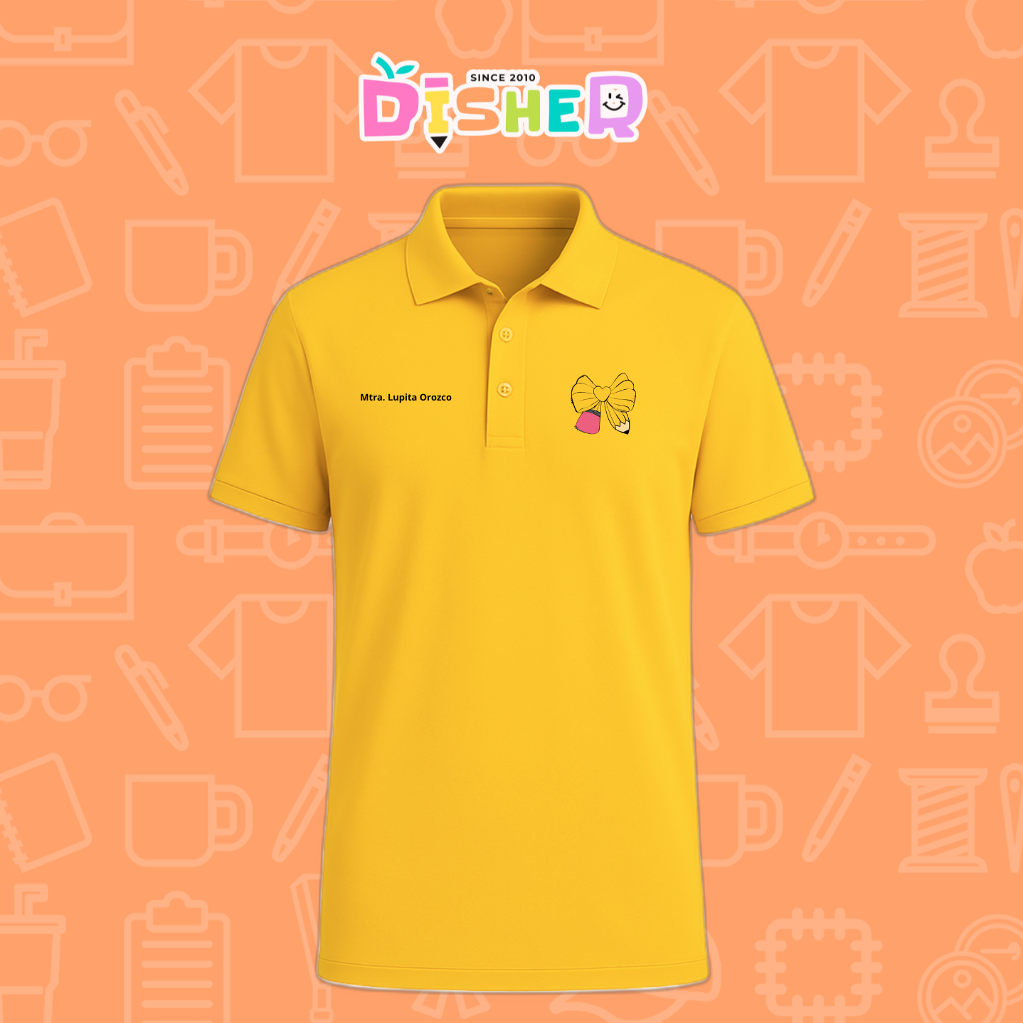 PBD-C-0011: Polo Bordada Dry Fit Caballero I Moño lápiz amarillo
