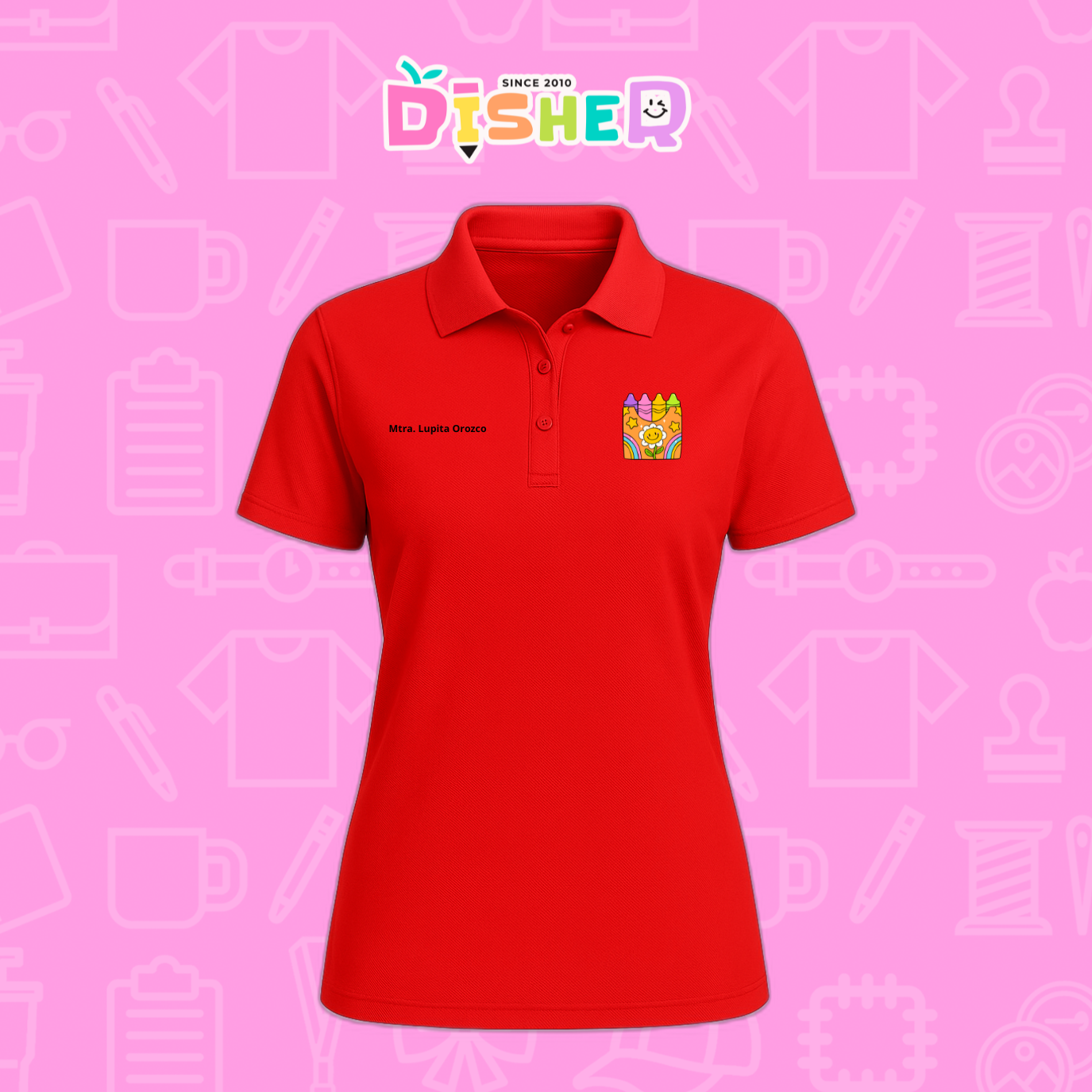 PBD-D-015: Polo Bordada Dry Fit Dama I Crayones flor