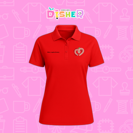 PBD-D-013: Polo Bordada Dry Fit Dama I Corazón lápiz tonos pastel