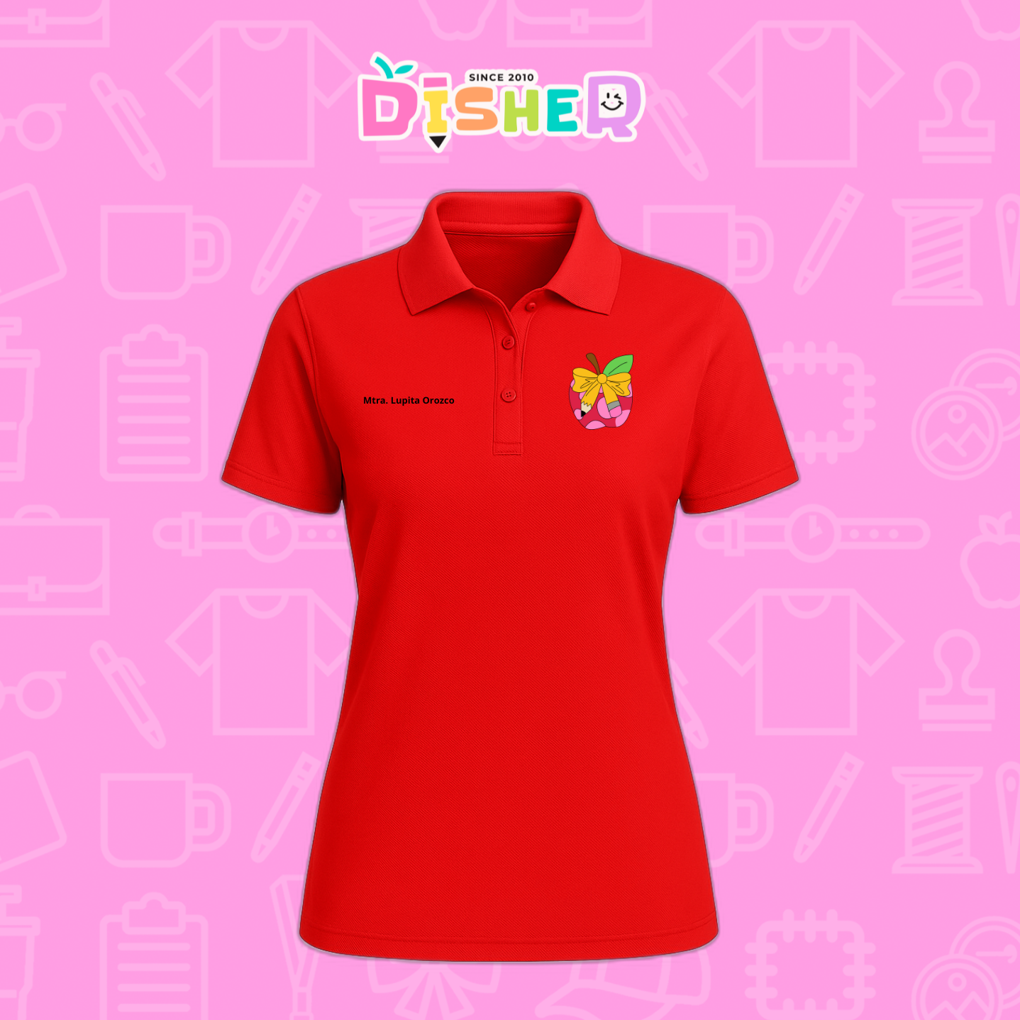 PBD-D-012: Polo Bordada Dry Fit Dama I Manzana moño