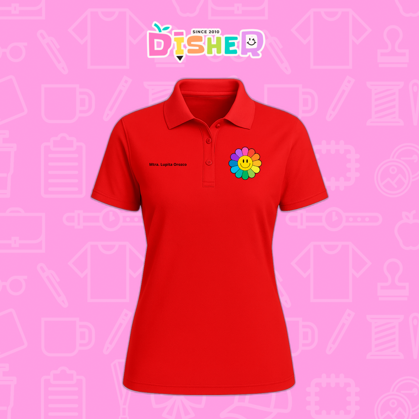 PBD-D-018: Polo Bordada Dry Fit Dama I Flor de colores