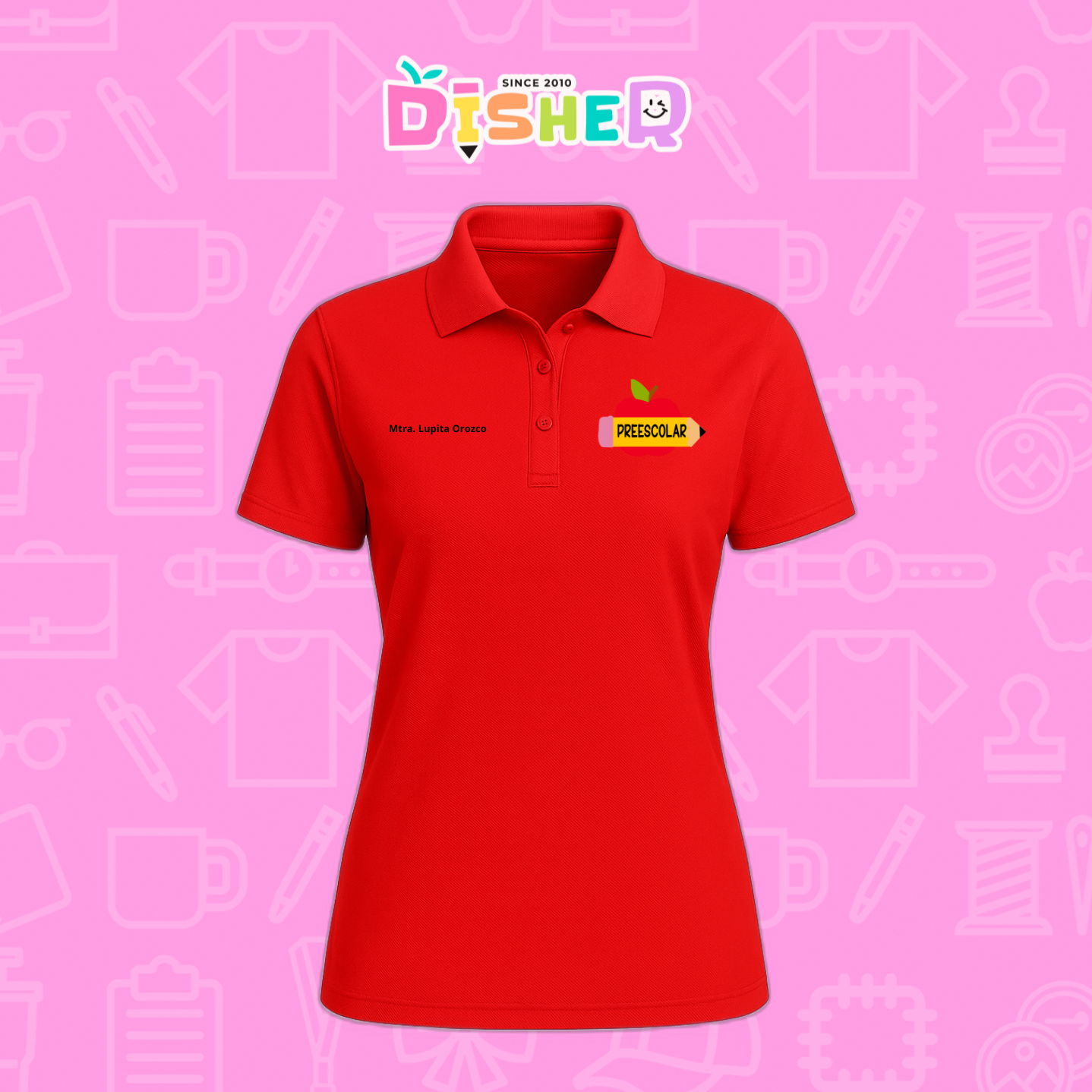 PBD-D-084: Polo Bordada Dry Fit Dama I Manzana preescolar