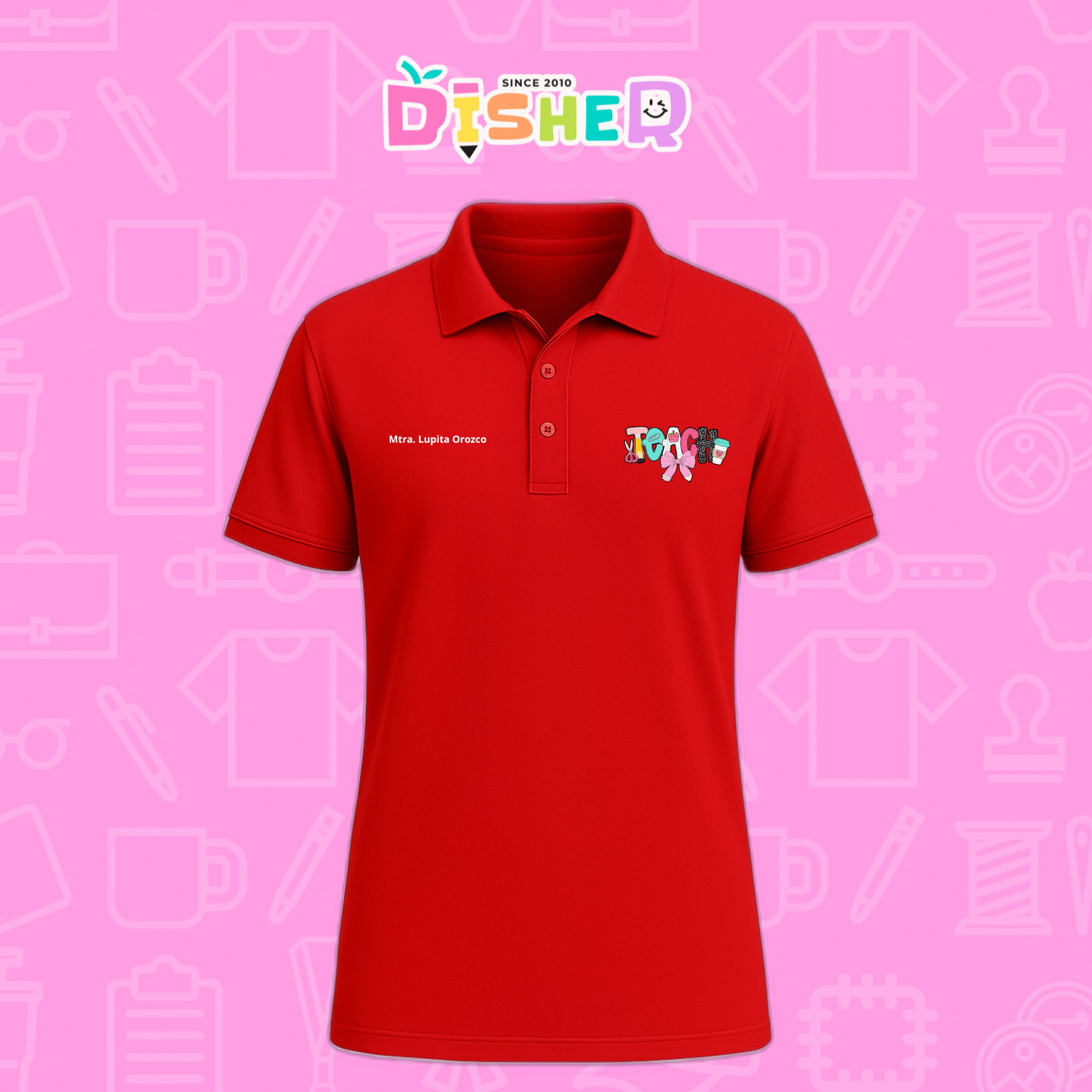 PBD-C-006: Polo Bordada Dry Fit Caballero I Teacher pink