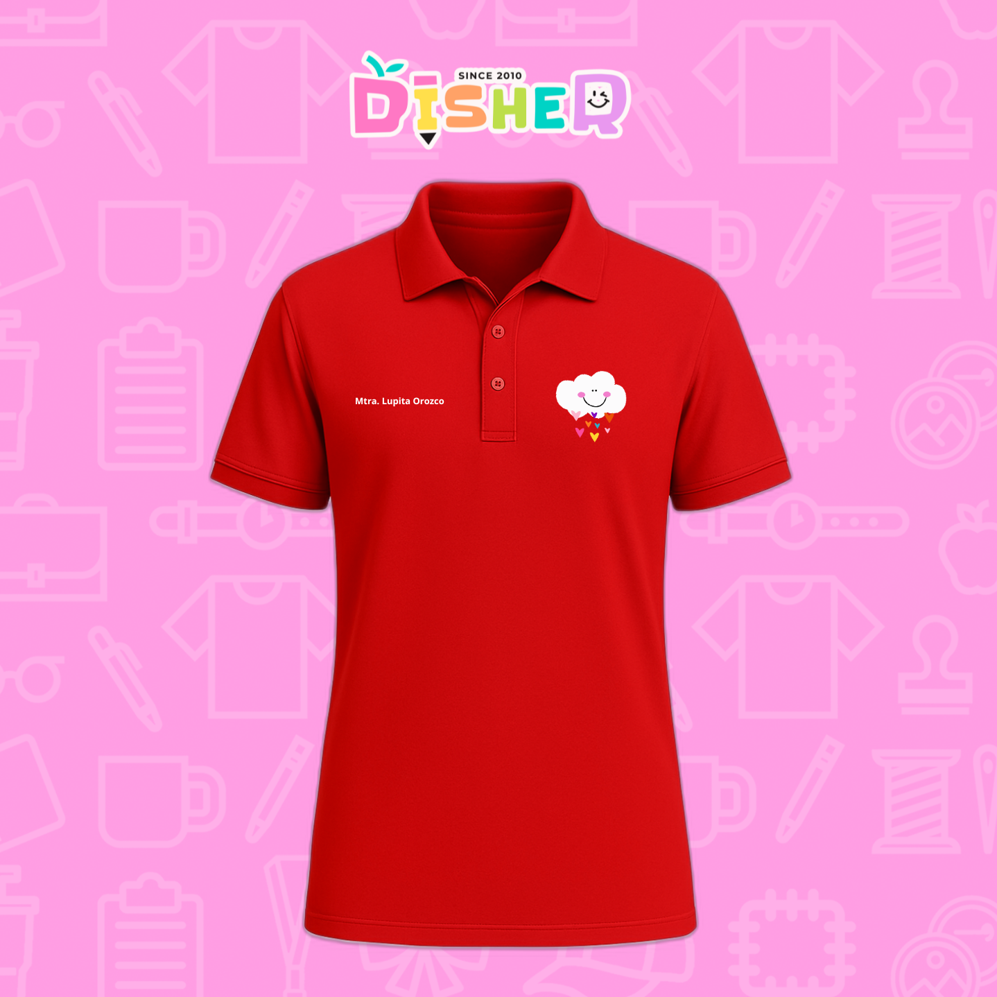 PBD-C-0022: Polo Bordada Dry Fit Caballero I Nube corazones