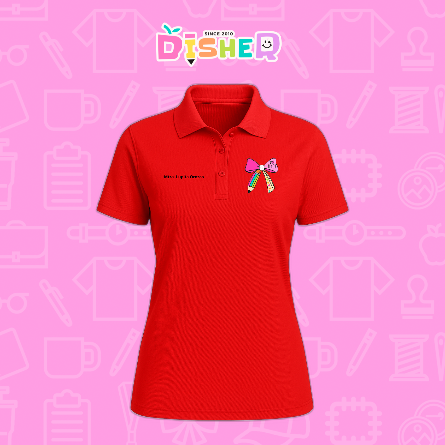 PBD-D-040: Polo Bordada Dry Fit Dama I Moño arcoíris