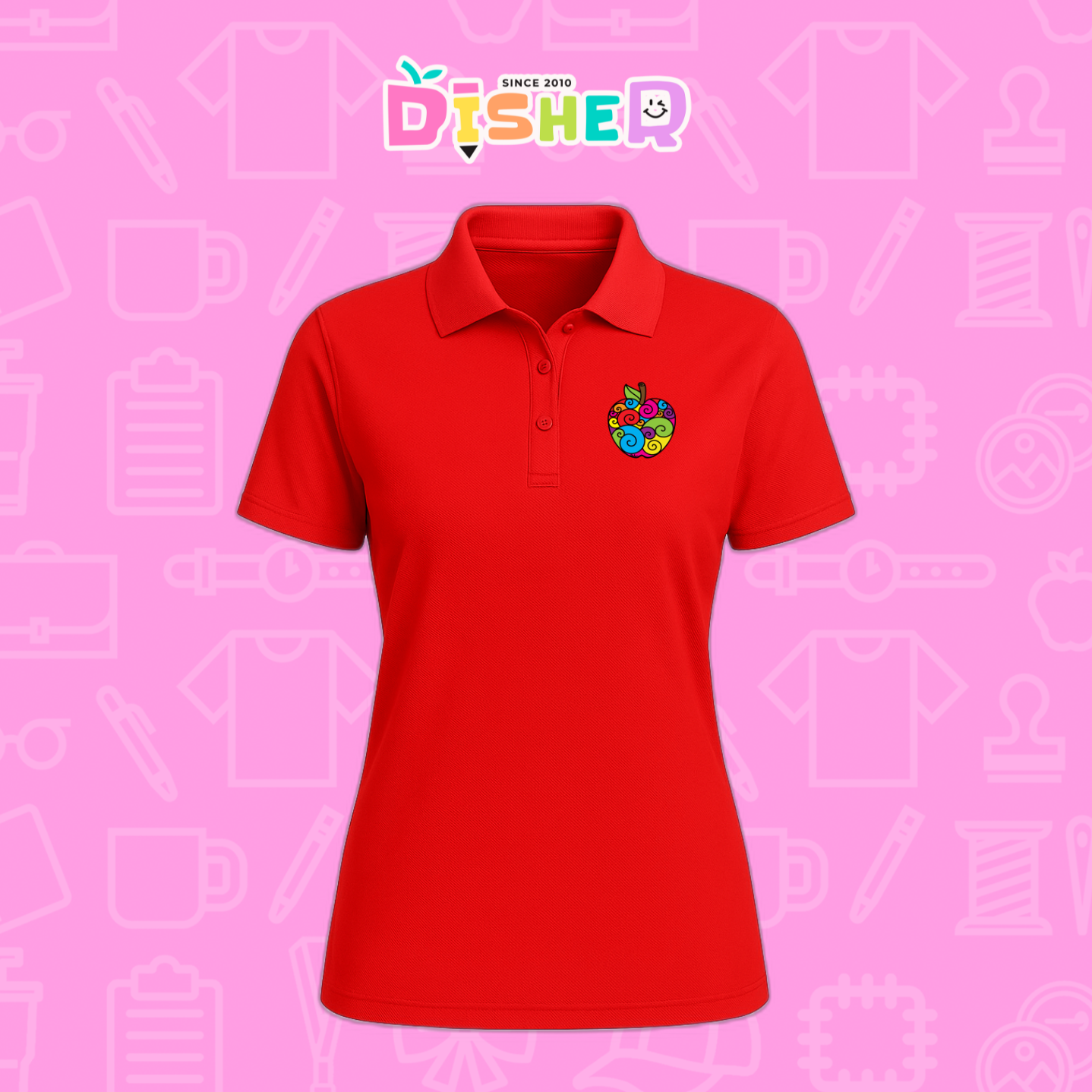 PBD-D-067: Polo Bordada Dry Fit Dama I Manzana risco