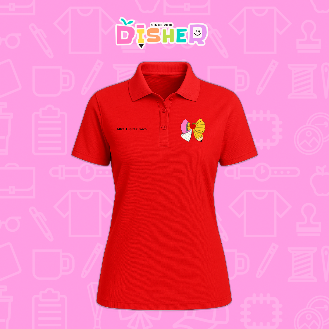 PBD-D-005 : Polo Bordada Dry Fit Dama I Moño lápiz hoja