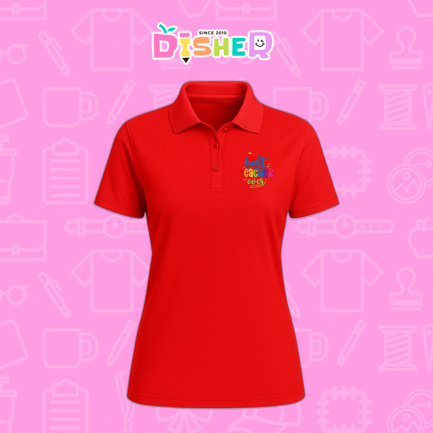 PBD-D-076: Polo Bordada Dry Fit Dama I Best teacher ever