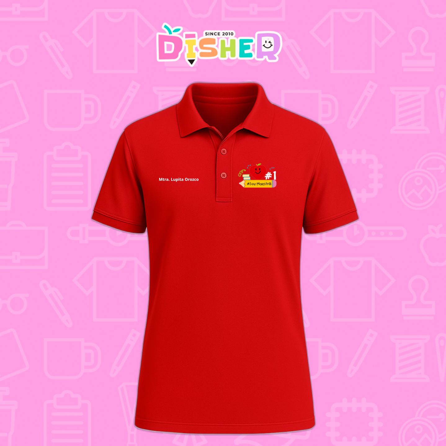 PBD-C-001: Polo Bordada Dry Fit Caballero I Manzana lápiz