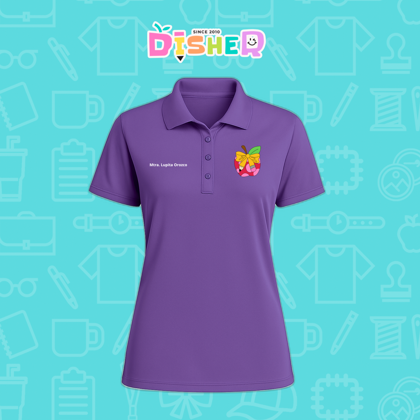 PBD-D-012: Polo Bordada Dry Fit Dama I Manzana moño