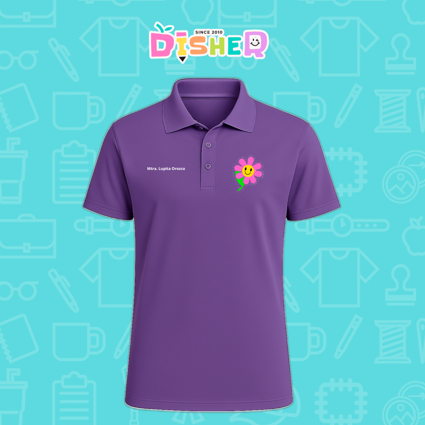 PBD-C-0020: Polo Bordada Dry Fit Caballero I Flor rosa