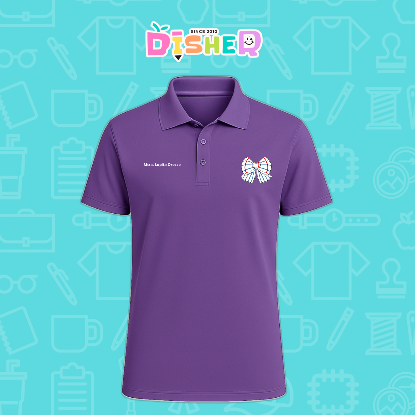 PBD-C-0010: Polo Bordada Dry Fit Caballero I Moño rayas papel