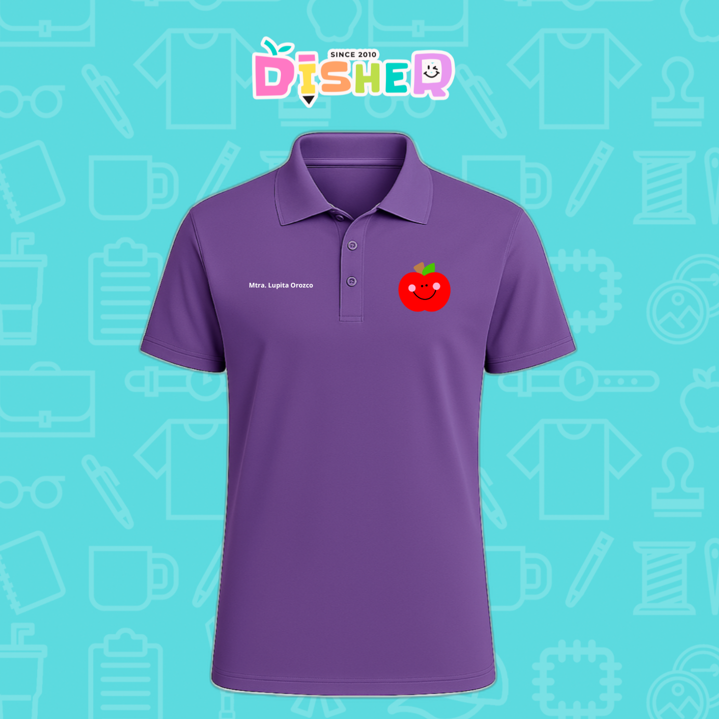 PBD-C-0030: Polo Bordada Dry Fit Caballero I Smile Apple
