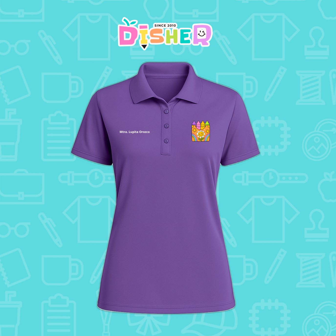 PBD-D-015: Polo Bordada Dry Fit Dama I Crayones flor