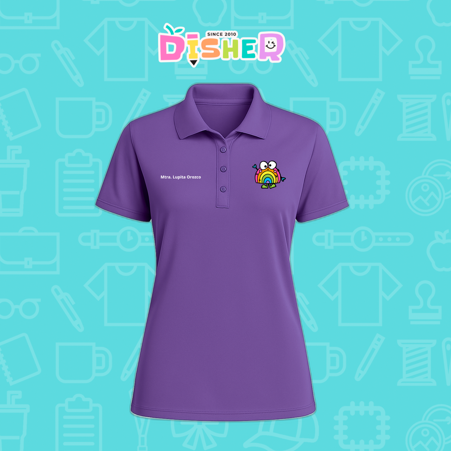 PBD-D-029: Polo Bordada Dry Fit Dama I Arcoíris manitas