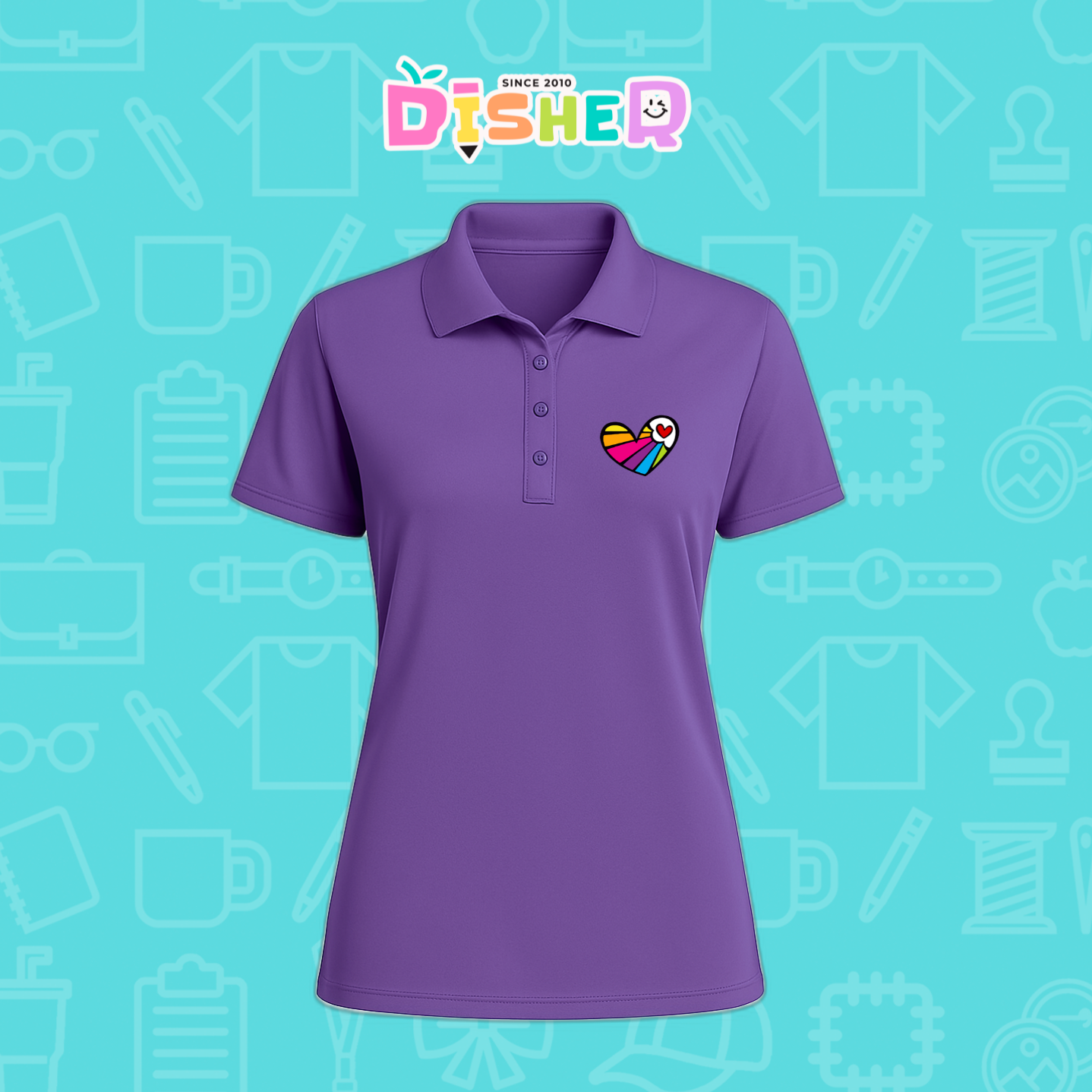 PBD-D-073: Polo Bordada Dry Fit Dama I Corazón lineas