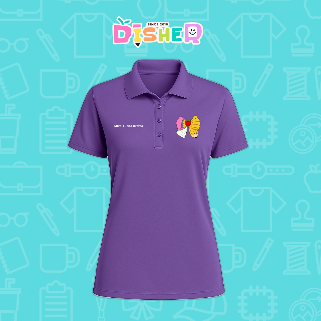 PBD-D-005 : Polo Bordada Dry Fit Dama I Moño lápiz hoja