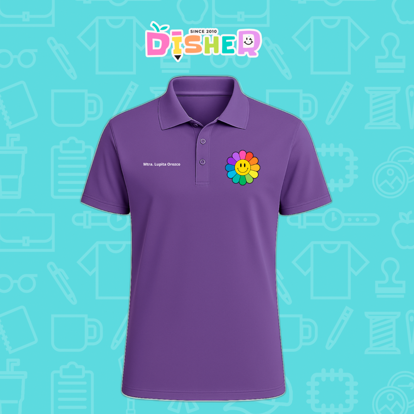 PBD-C-0018: Polo Bordada Dry Fit Caballero I Flor de colores