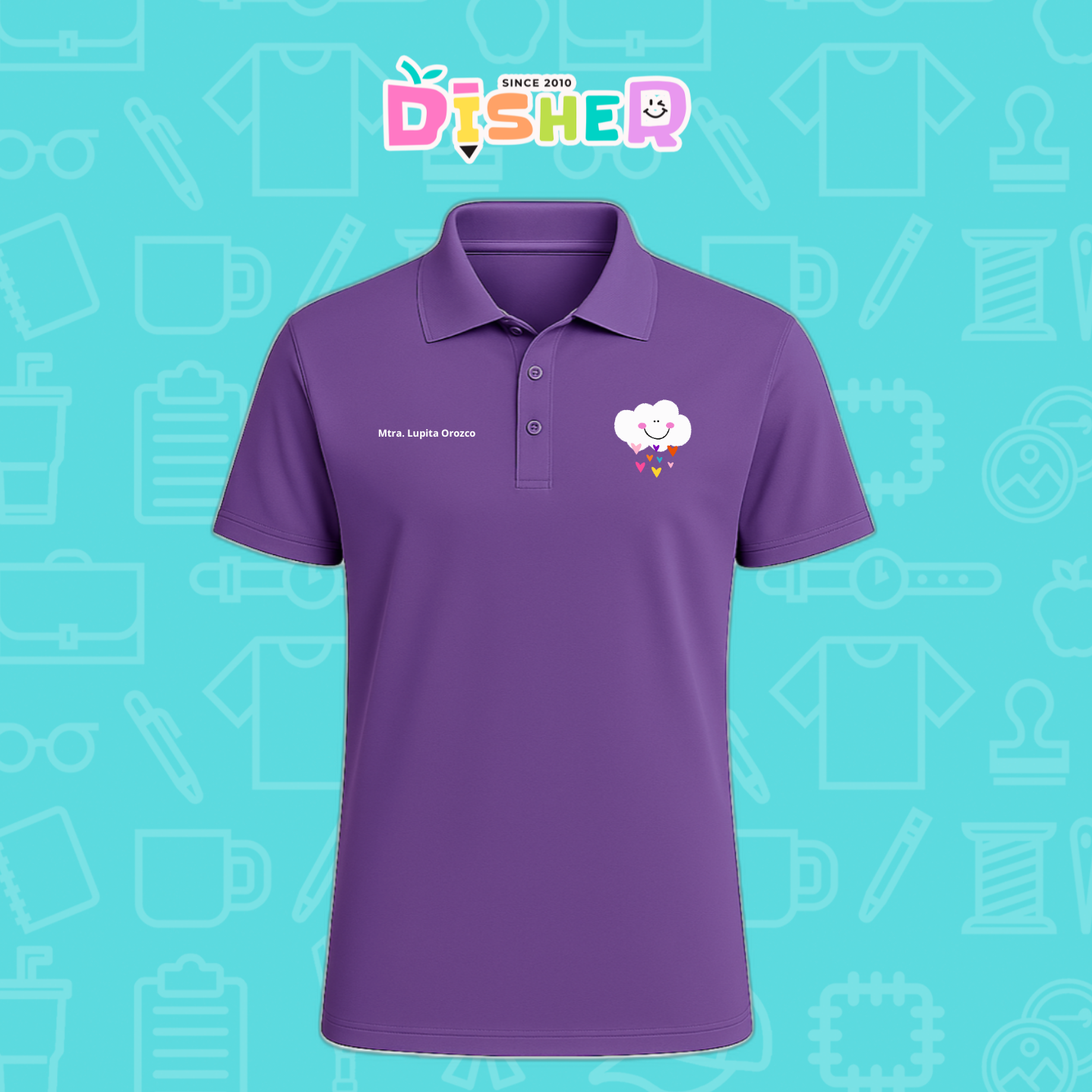 PBD-C-0022: Polo Bordada Dry Fit Caballero I Nube corazones