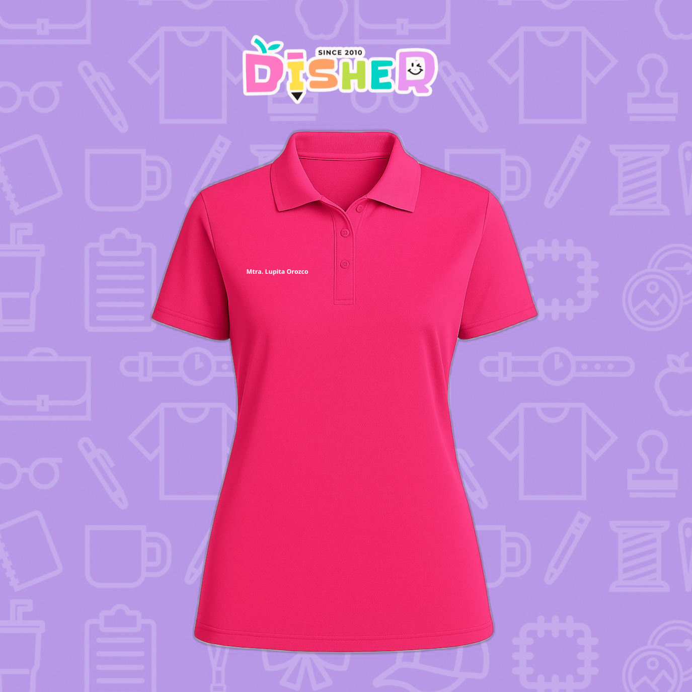 PBD-D-011 : Polo Bordada Dry Fit Dama I Moño lápiz amarillo