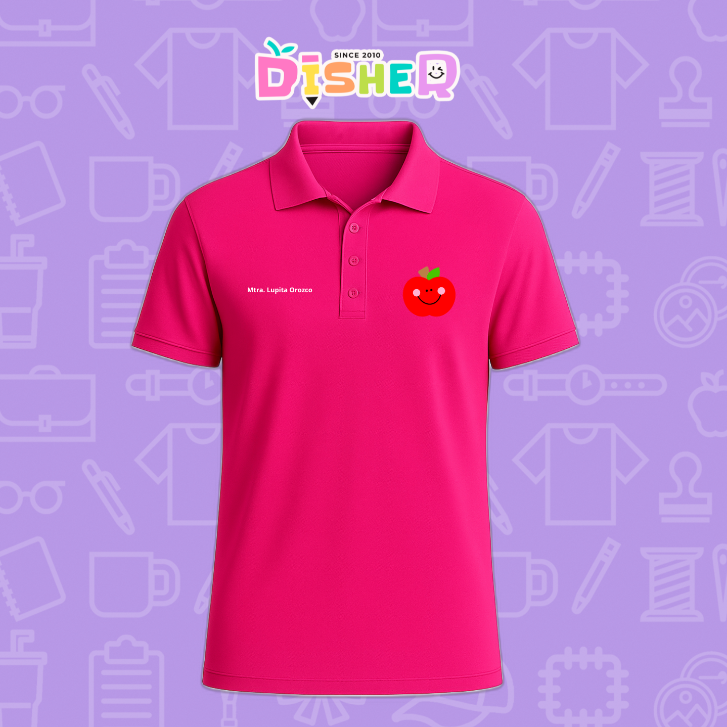 PBD-C-0030: Polo Bordada Dry Fit Caballero I Smile Apple