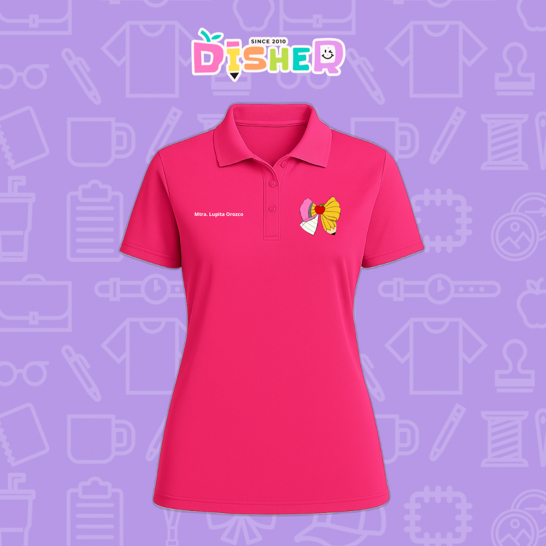 PBD-D-005 : Polo Bordada Dry Fit Dama I Moño lápiz hoja