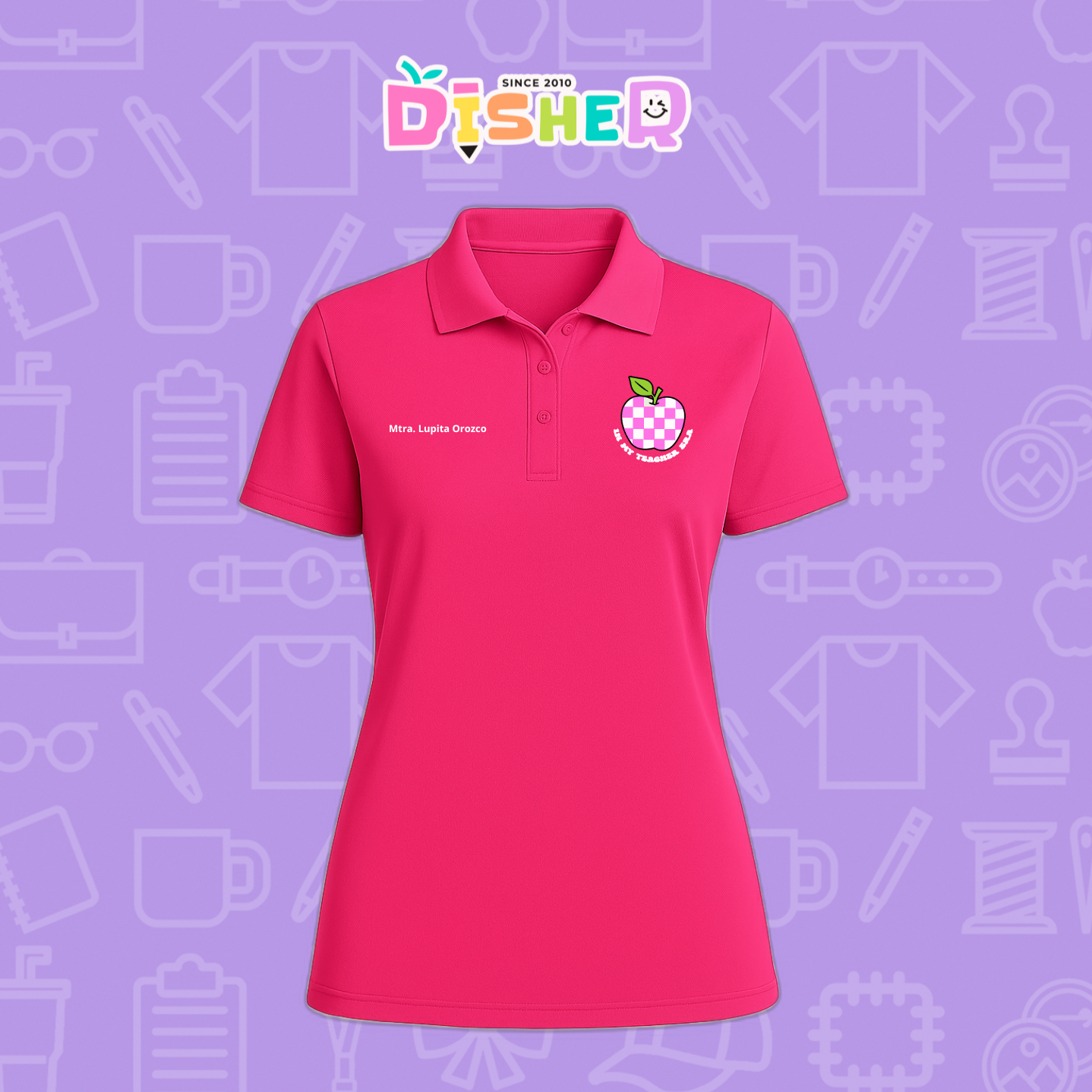 PBD-D-026: Polo Bordada Dry Fit Dama I Manzana cuadros