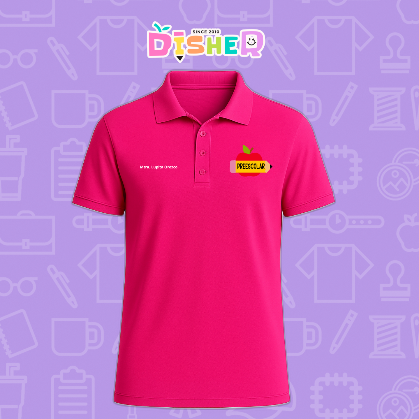 PBD-C-0084: Polo Bordada Dry Fit Caballero I Manzana preescolar