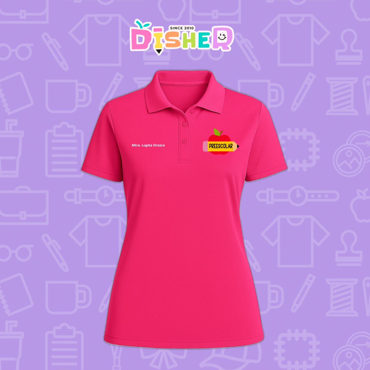 PBD-D-084: Polo Bordada Dry Fit Dama I Manzana preescolar