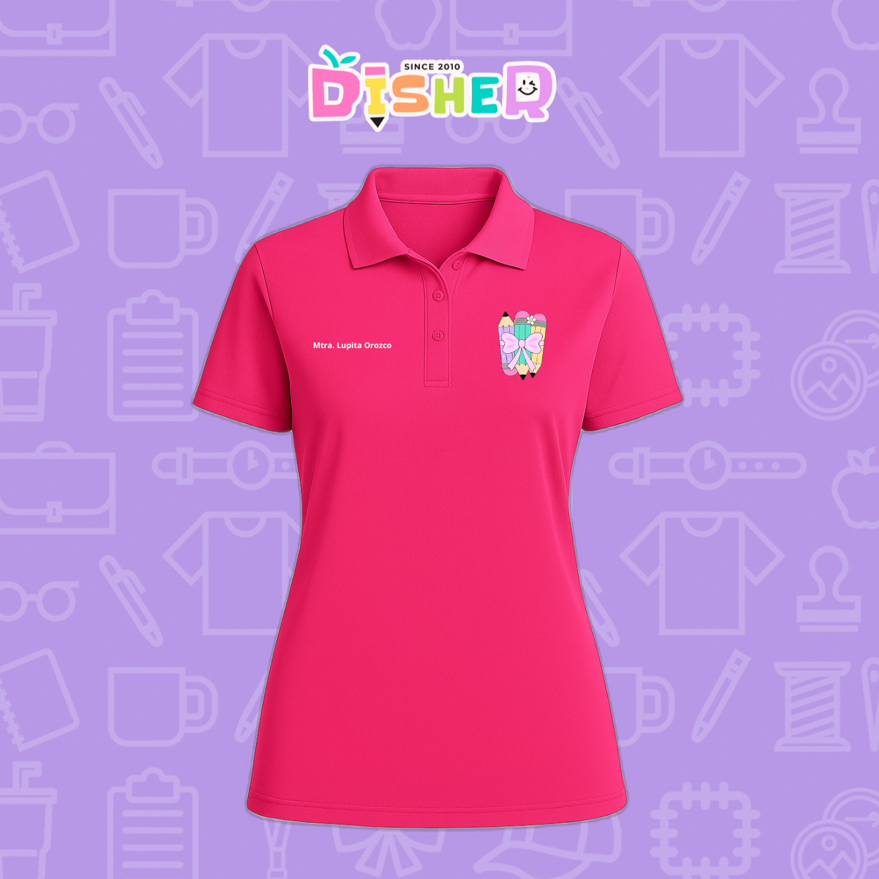 PBD-D-007 : Polo Bordada Dry Fit Dama I Lápices moñito