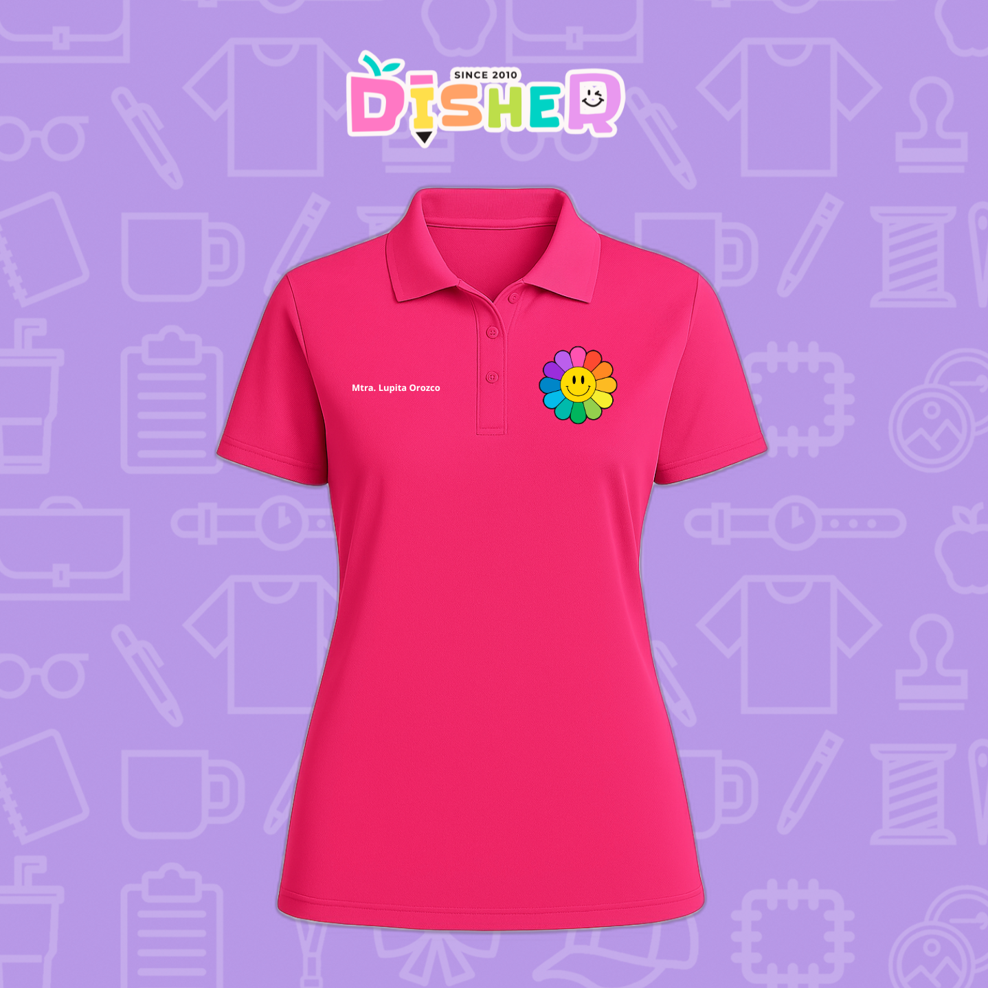 PBD-D-018: Polo Bordada Dry Fit Dama I Flor de colores