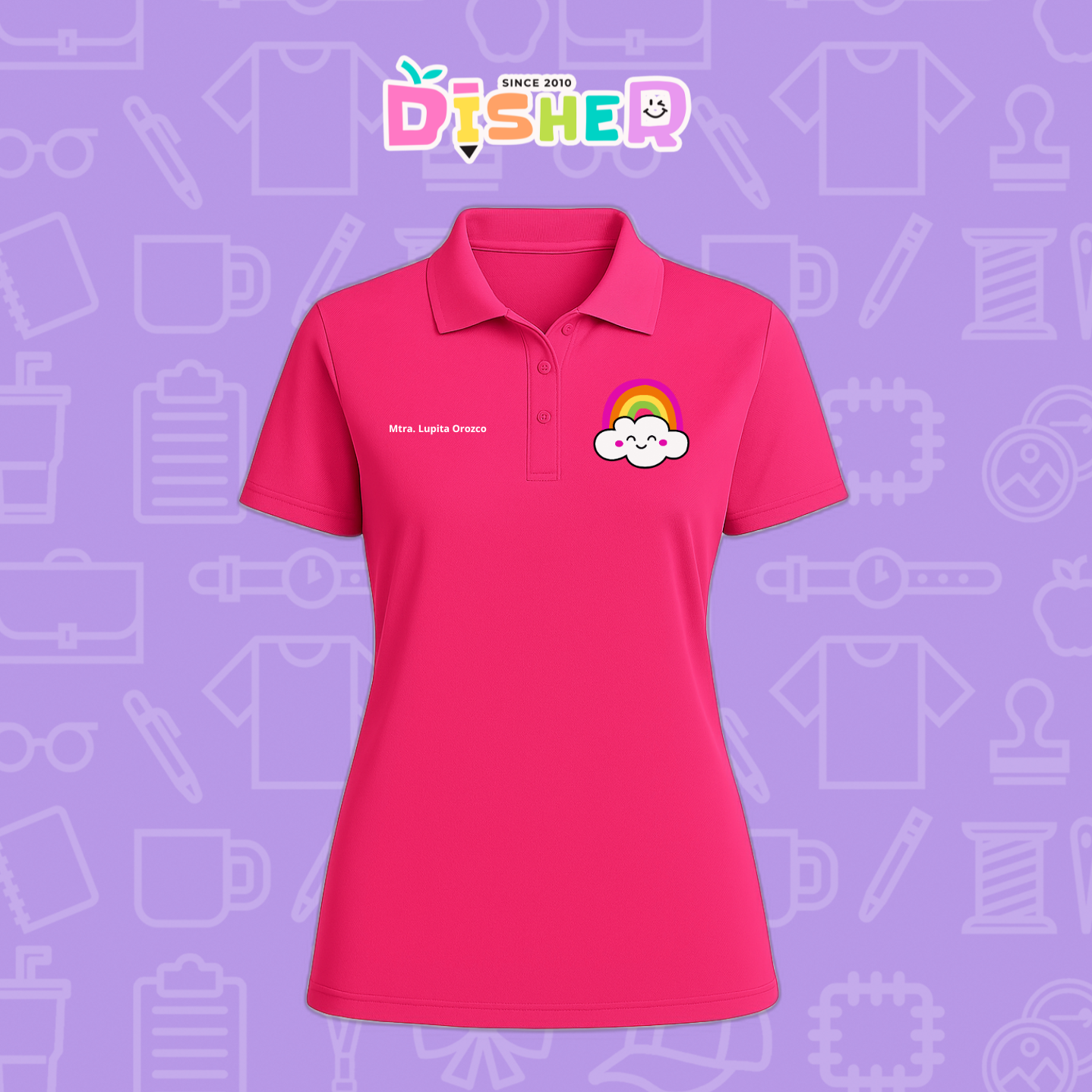 PBD-D-017: Polo Bordada Dry Fit Dama I Nube arcoíris