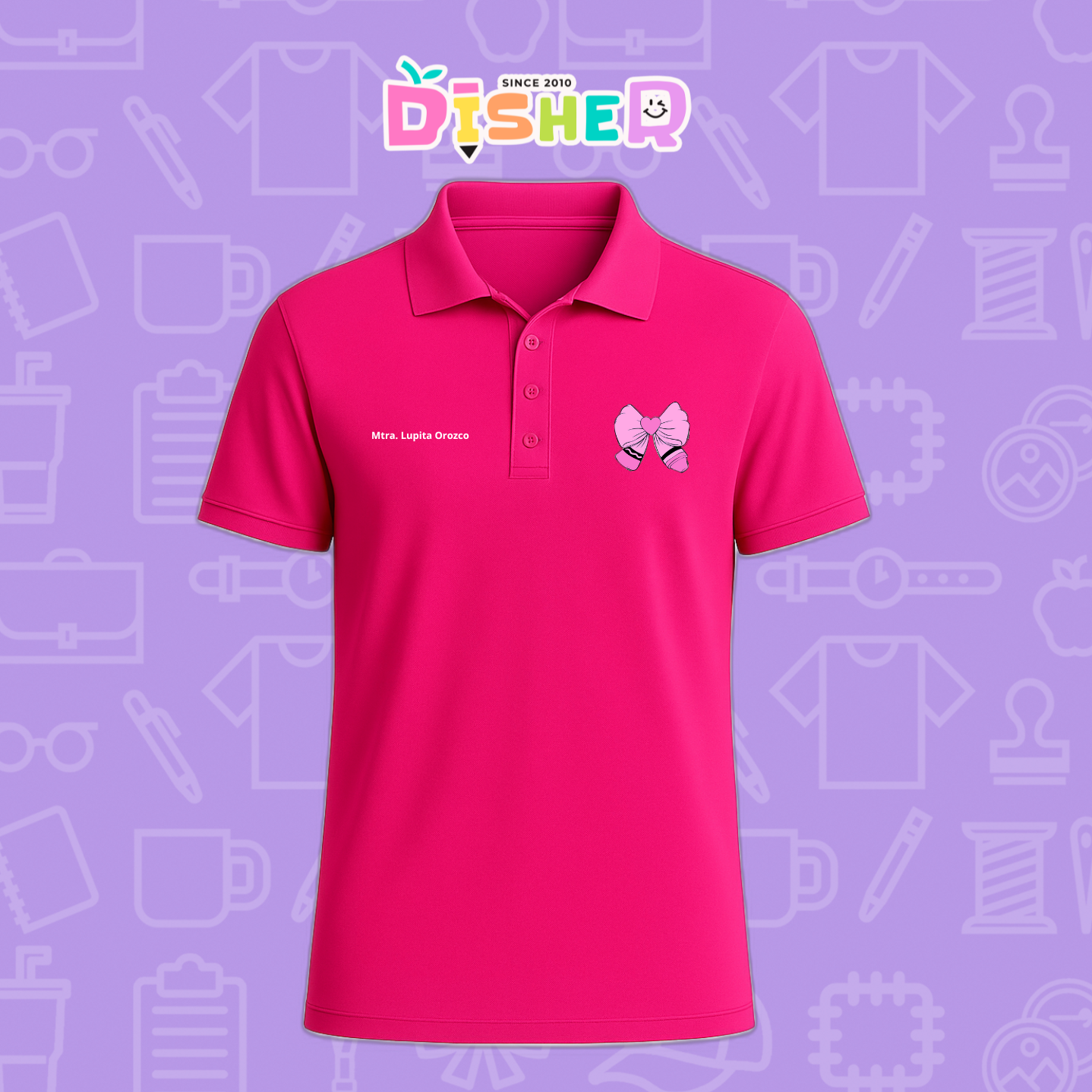 PBD-C-009: Polo Bordada Dry Fit Caballero I Moño rosa clayón