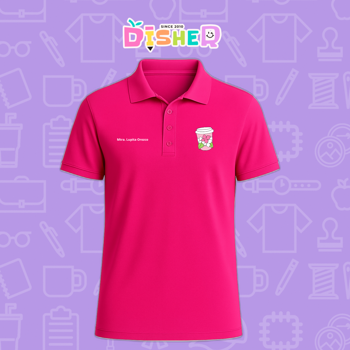 PBD-C-0041: Polo Bordada Dry Fit Caballero I Cafe flores