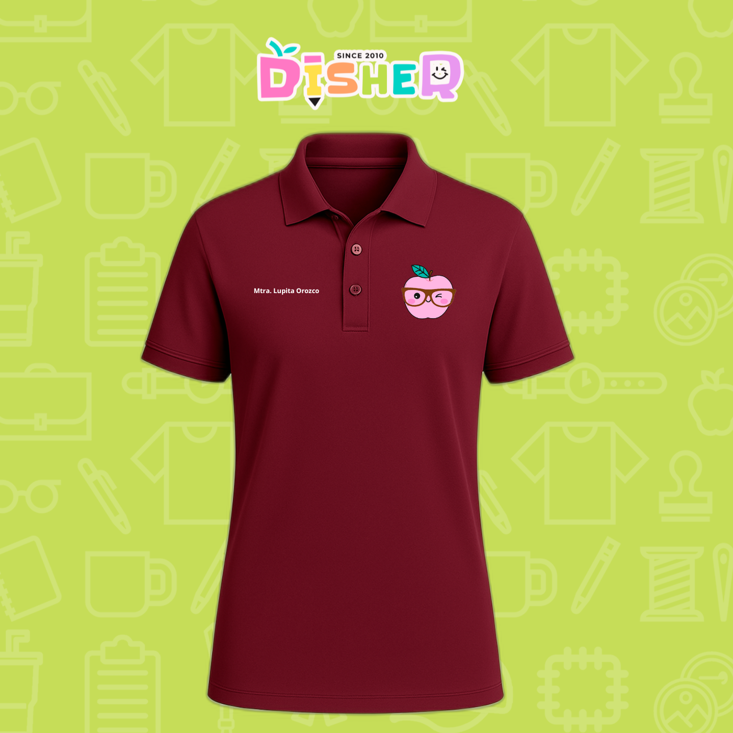 PBD-C-0050: Polo Bordada Dry Fit Caballero I Manzana lentes