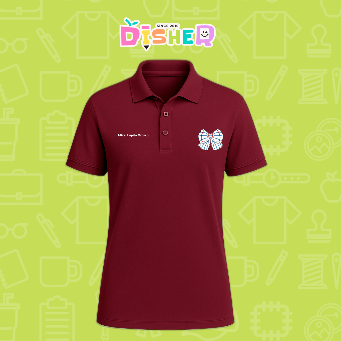 PBD-C-0010: Polo Bordada Dry Fit Caballero I Moño rayas papel
