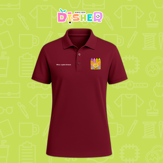 PBD-C-0015: Polo Bordada Dry Fit Caballero I Crayones flor