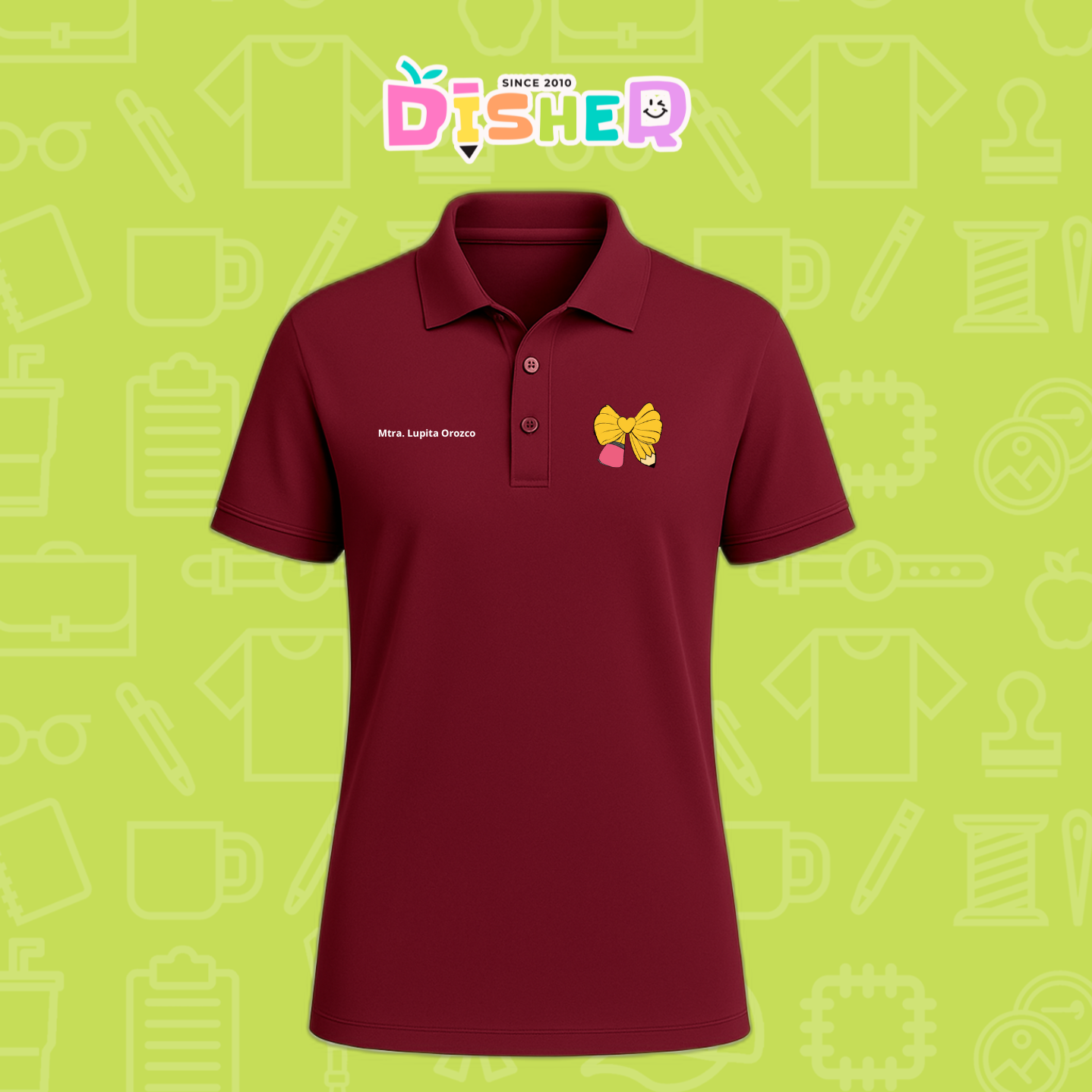 PBD-C-0011: Polo Bordada Dry Fit Caballero I Moño lápiz amarillo