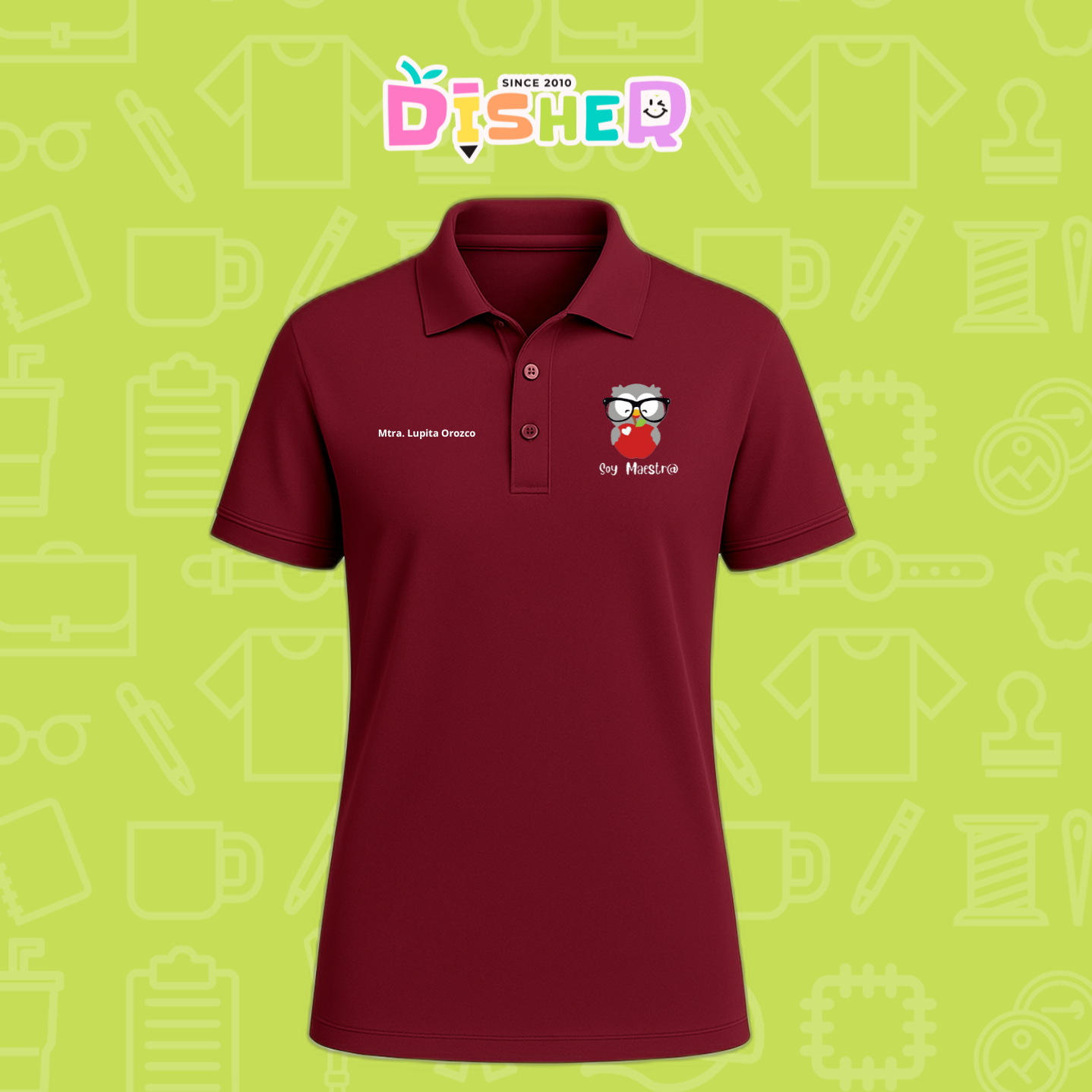 PBD-C-0079: Polo Bordada Dry Fit Caballero I Búho gris manzana