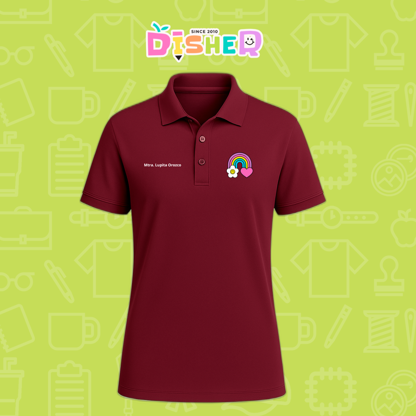 PBD-C-0025: Polo Bordada Dry Fit Caballero I Arcoíris corazón