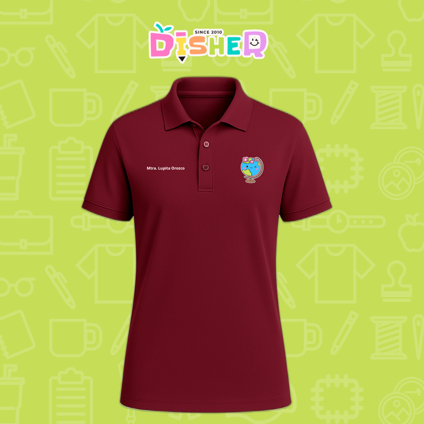 PBD-C-0038: Polo Bordada Dry Fit Caballero I Mundo con flores