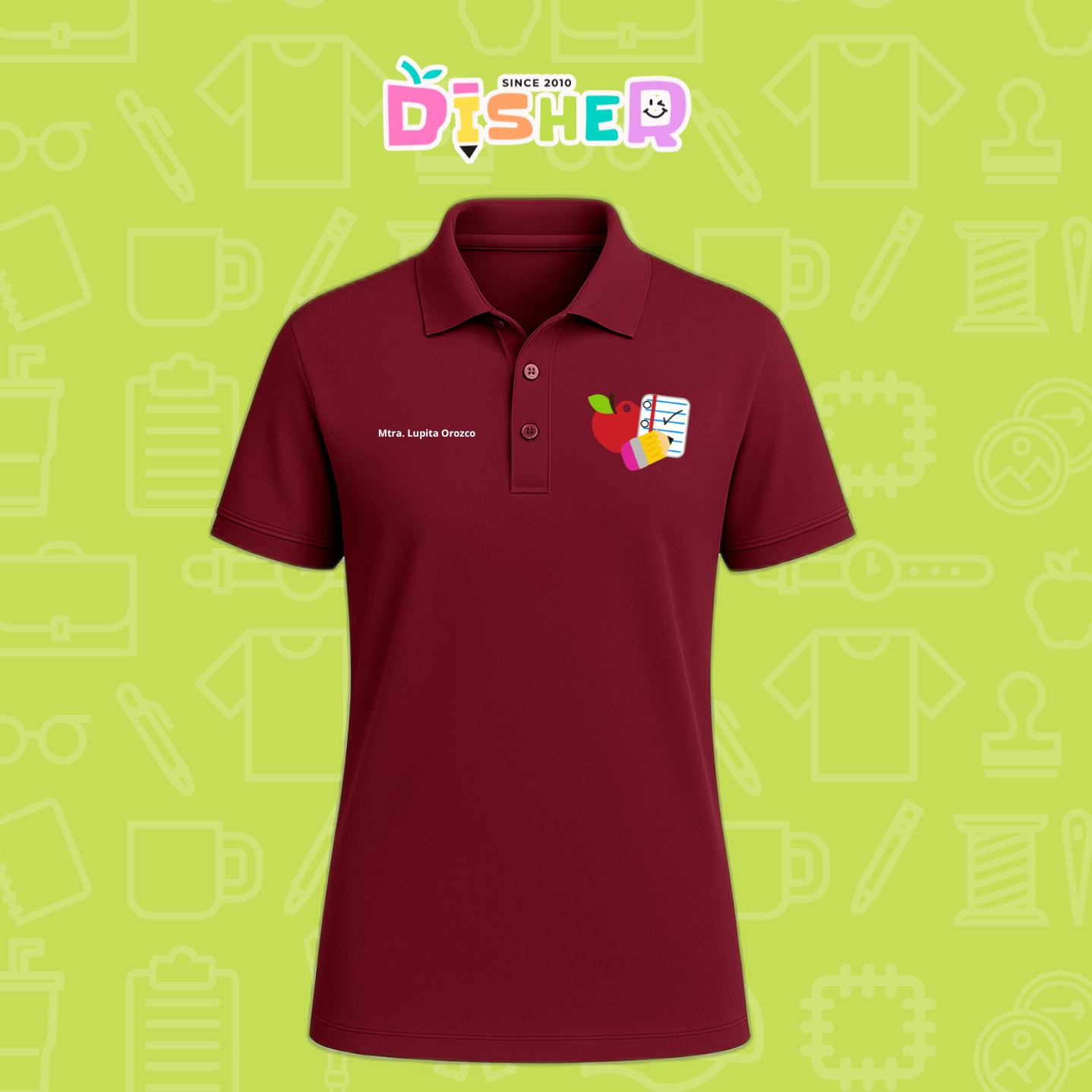 PBD-C-0088: Polo Bordada Dry Fit Caballero I Útiles manzana lápiz