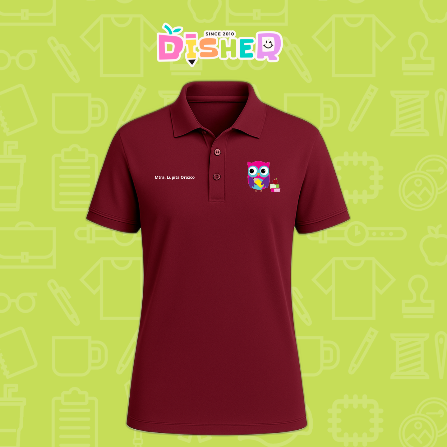 PBD-C-0098: Polo Bordada Dry Fit Caballero I Búho rosa