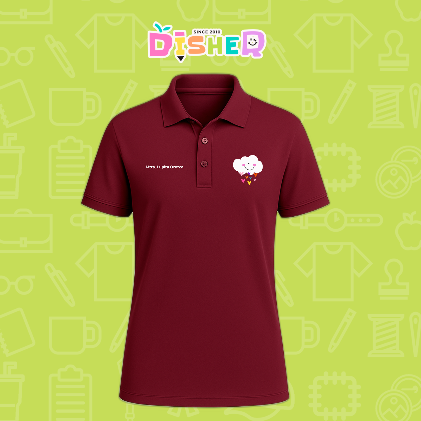 PBD-C-0022: Polo Bordada Dry Fit Caballero I Nube corazones