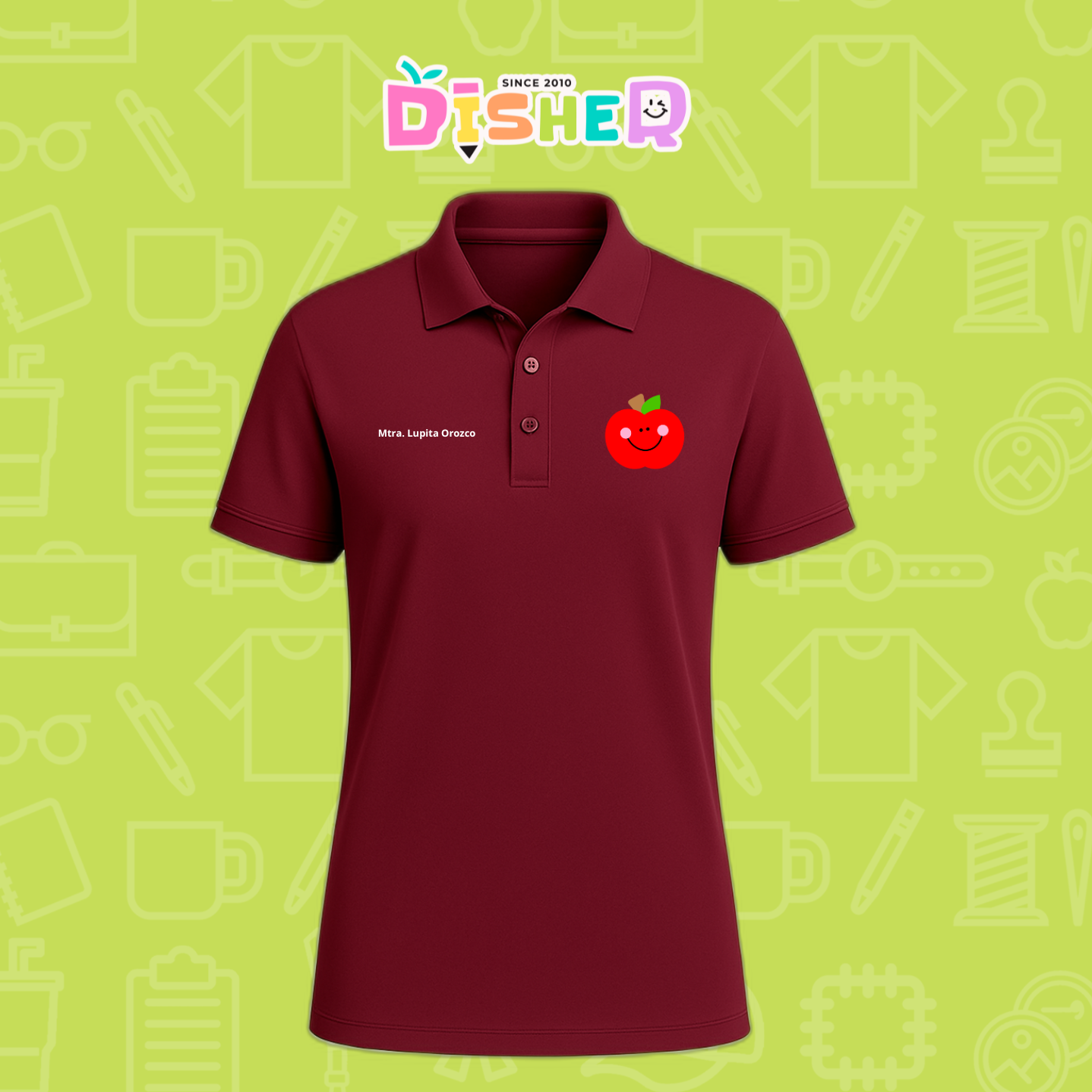 PBD-C-0030: Polo Bordada Dry Fit Caballero I Smile Apple