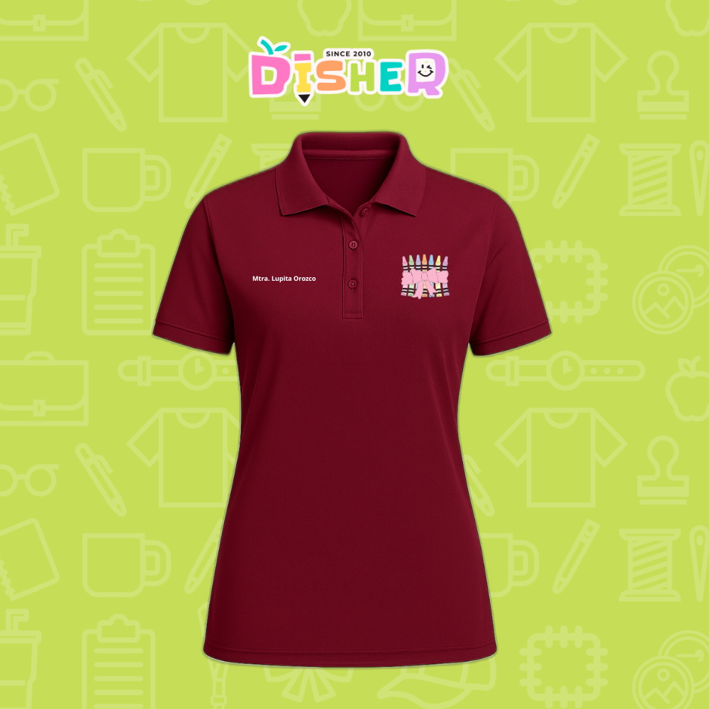 PBD-D-008 : Polo Bordada Dry Fit Dama I Crayones moño