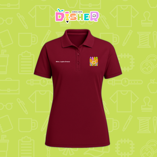 PBD-D-015: Polo Bordada Dry Fit Dama I Crayones flor