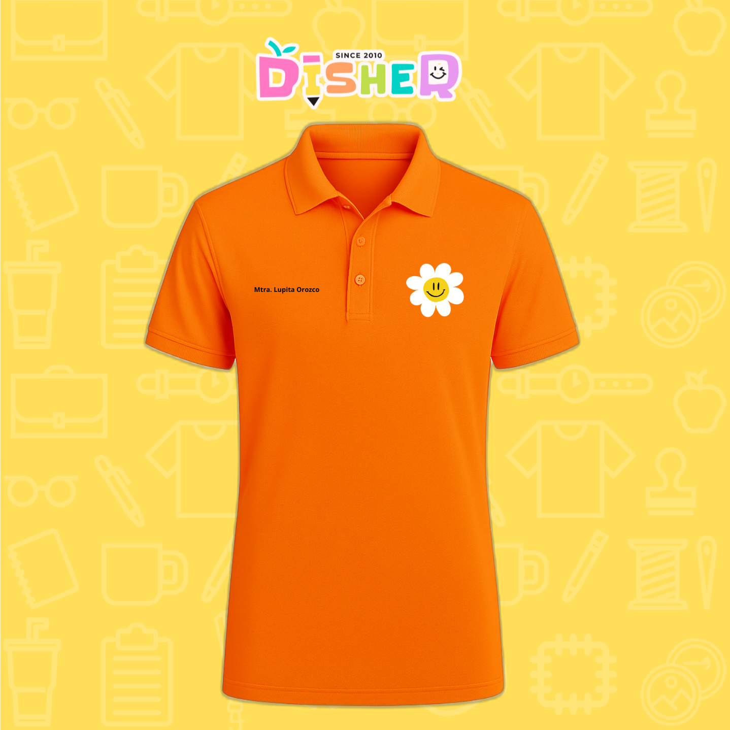 PBD-C-0023: Polo Bordada Dry Fit Caballero I Flor blanca
