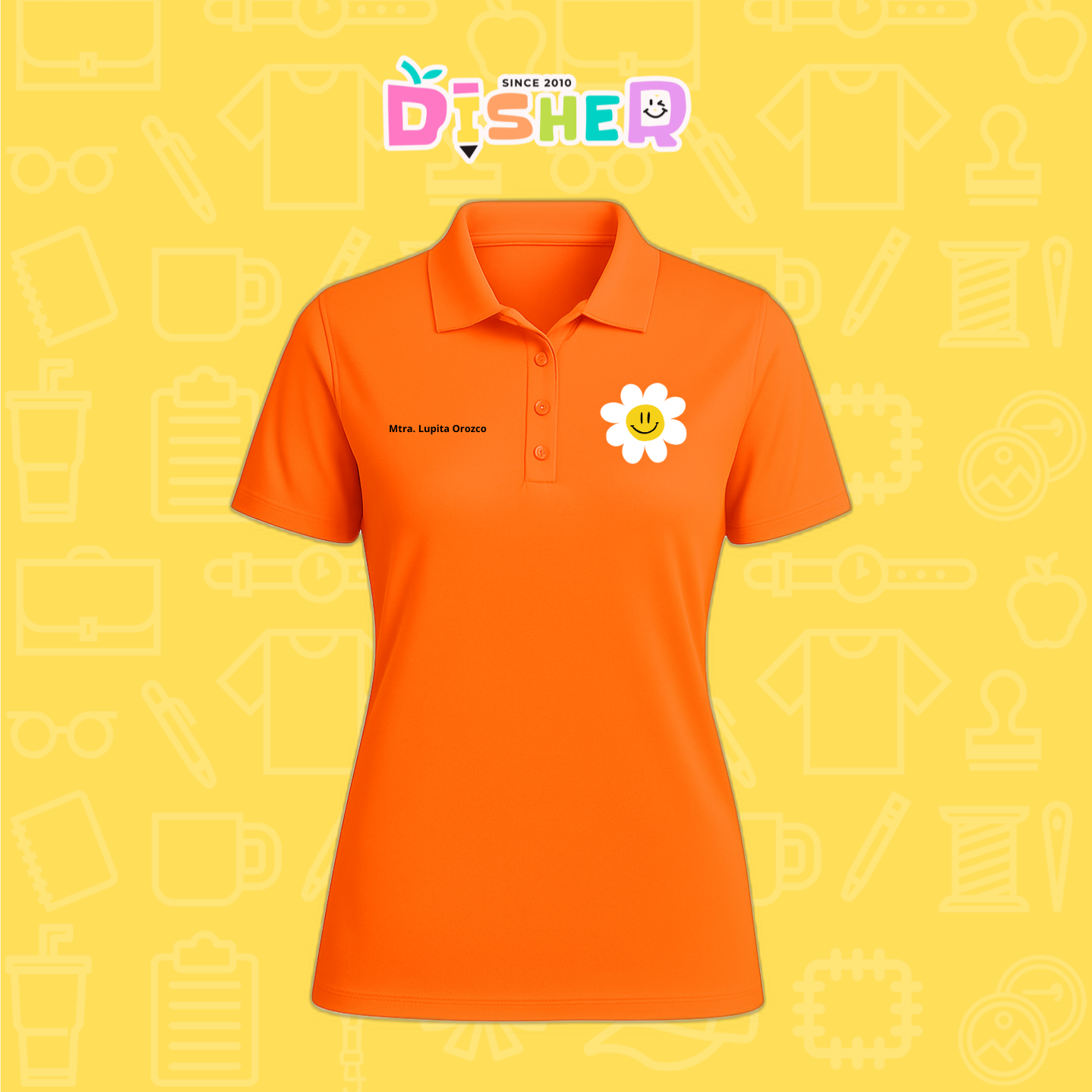 PBD-D-023: Polo Bordada Dry Fit Dama I Flor blanca