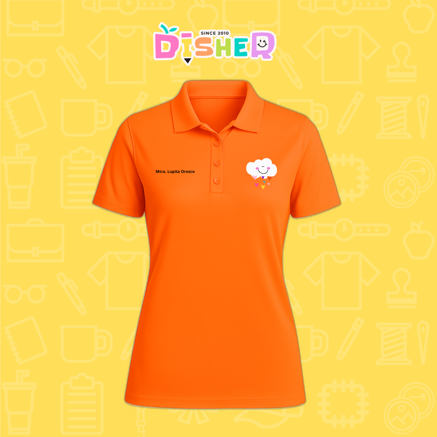 PBD-D-022: Polo Bordada Dry Fit Dama I Nube corazones